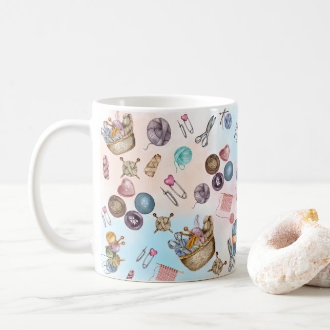 Taza De Café Tejido y coser café Mug (Con donut)