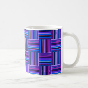 Taza De Café Tejidos de rayas azules y violetas