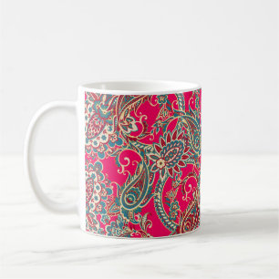 Taza De Café Tejidos florales con adorno de paisajes impecables