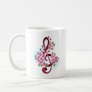 Taza De Café Tejidos musicales notas de colores con flores de S