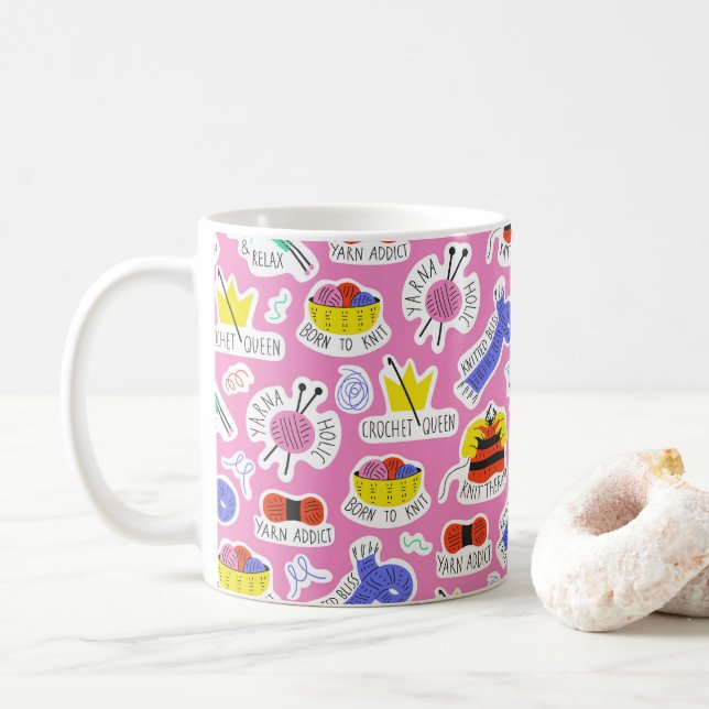 Taza De Café Tejiendo amor a los crochet (Con donut)