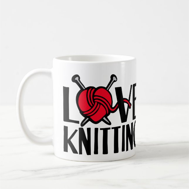 Taza De Café Tejiendo el tazón rojo gráfico de lana (Izquierda)