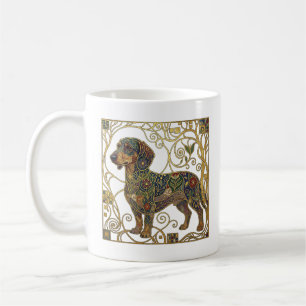 Taza De Café Tejón dorado: Dachshund secesionista vienés