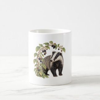 Taza De Café Tejón junto a zarzas de zarzamora