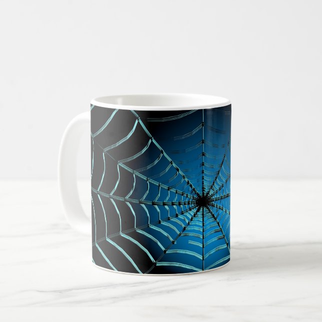Taza De Café Tela de araña azul fresca (Anverso izquierdo)
