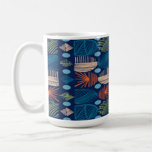 Taza De Café Tela de barro tribal caribeño: azul festivo, Naran