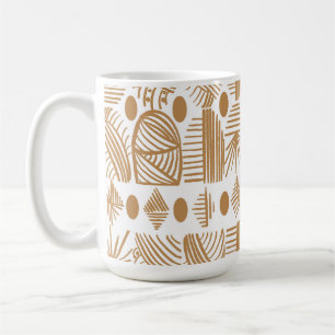 Taza De Café Tela de barro tribal caribeño: blanco, oro