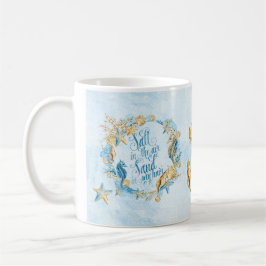 Taza De Café Tela de marea negra de la playa azul