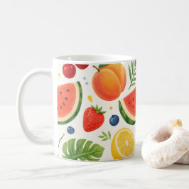Taza De Café Tela de Patrón de Frutas de Verano | Sandía Tropic