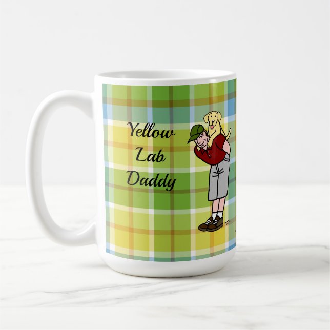 Taza De Café Tela escocesa amarilla personalizada del papá del (Izquierda)