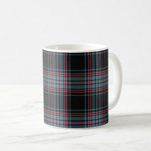 Taza De Café Tela escocesa retra negra y azul del Grunge