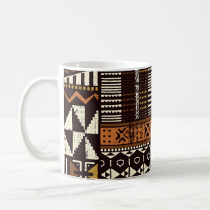 Taza De Café tela tribal africana, vintage abstracto.