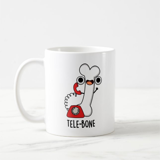 Taza De Café Tele-hueso Hueso Divertido Teléfono Chiste  (Izquierda)