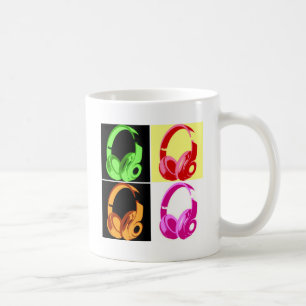 Taza De Café Teléfono de la cabeza de arte pop de cuatro colore