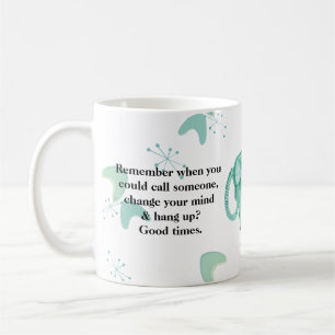 Taza De Café Teléfono Retro Años 50 Patrón Atómico Verde Jade D