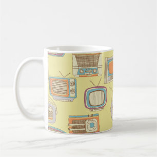 Taza De Café televisión y radio retro. patrón transparente