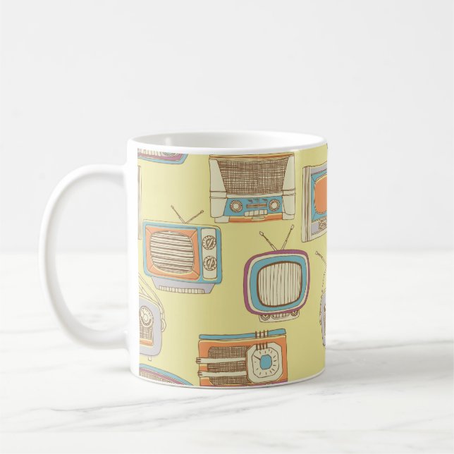 Taza De Café televisión y radio retro. patrón transparente (Izquierda)