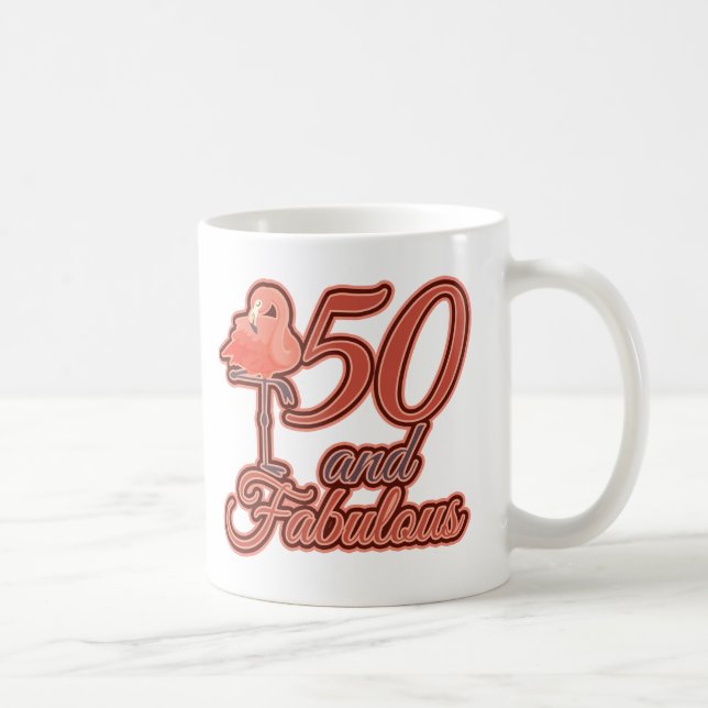 Taza De Café Tema 50 del Flamingo y fabuloso cumpleaños 50 (Derecha)