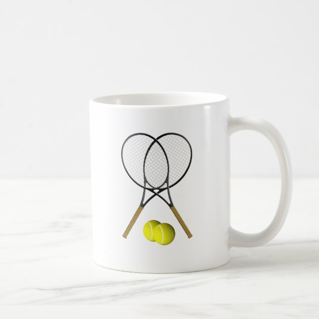 Taza De Café Tema de deporte de tenis de dobles (Derecha)