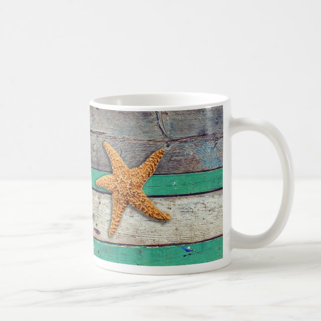 Taza De Café Tema de la playa Starfish Boda Rustic (Derecha)