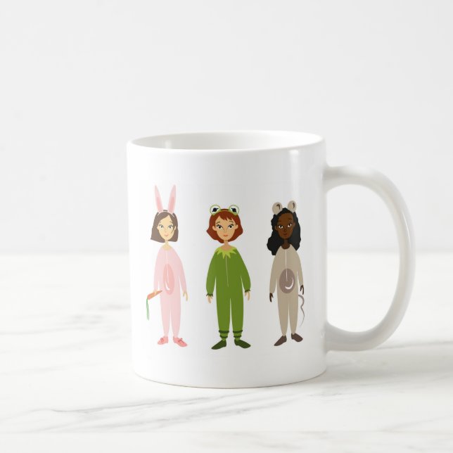 Taza De Café Tema de los amigos del pajama de los chicas Cuadro (Derecha)