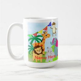 Taza De Café Tema de los niños pequeños jungla animales