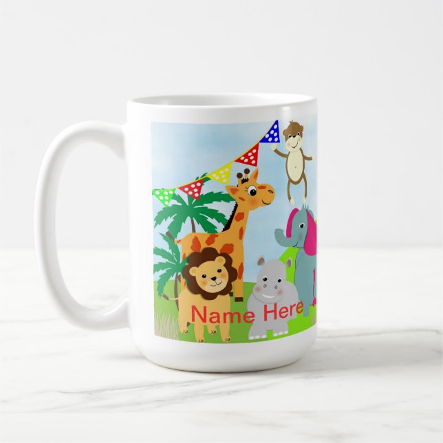Taza De Café Tema de los niños pequeños jungla animales (Izquierda)