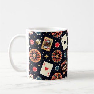 Taza De Café tema de patrón de casino sobre negro