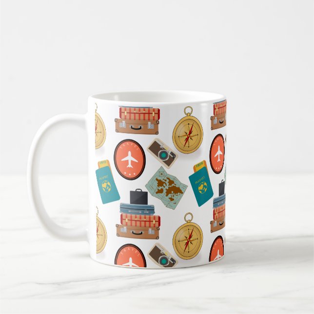 Taza De Café Tema de viajes de vacaciones retro (Izquierda)
