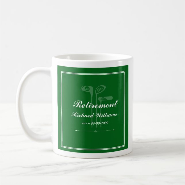 Taza De Café Tema del golf de retiro clásico Blanco verde (Izquierda)