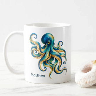 Taza De Café Tema del Océano | Pulpo | Personalizado