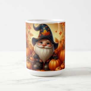 Taza De Café Tema del otoño con Gnome y calabazas