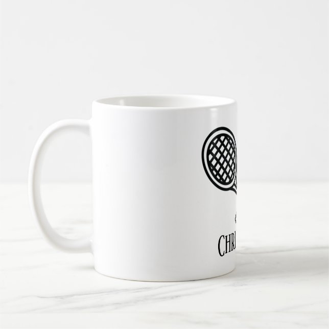 Taza De Café Tema del tenis Nombre Monogramado (Izquierda)