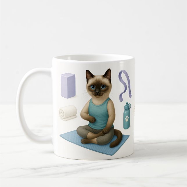 Taza De Café Tema del yoga del gato (Izquierda)