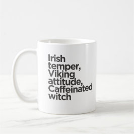 Taza De Café Temper irlandés, actitud vibrante, bruja cafeinada