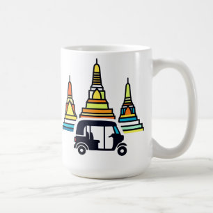 Taza De Café Templos tailandeses y tuk tuks