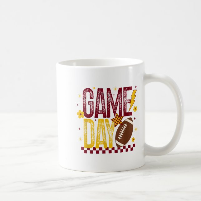 Taza De Café Temporada de fútbol Día de juego Retro Maroon Gold (Derecha)