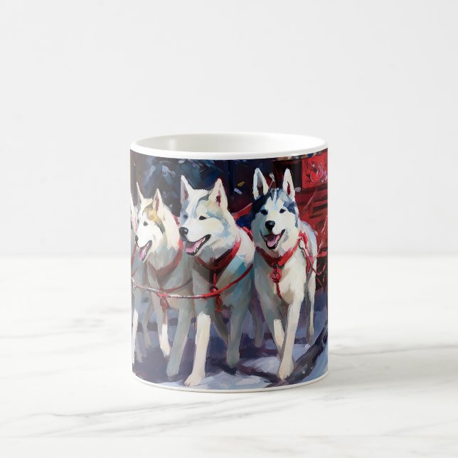 Taza De Café Temporada festiva de los Navidades Husky siberiano (Centro)