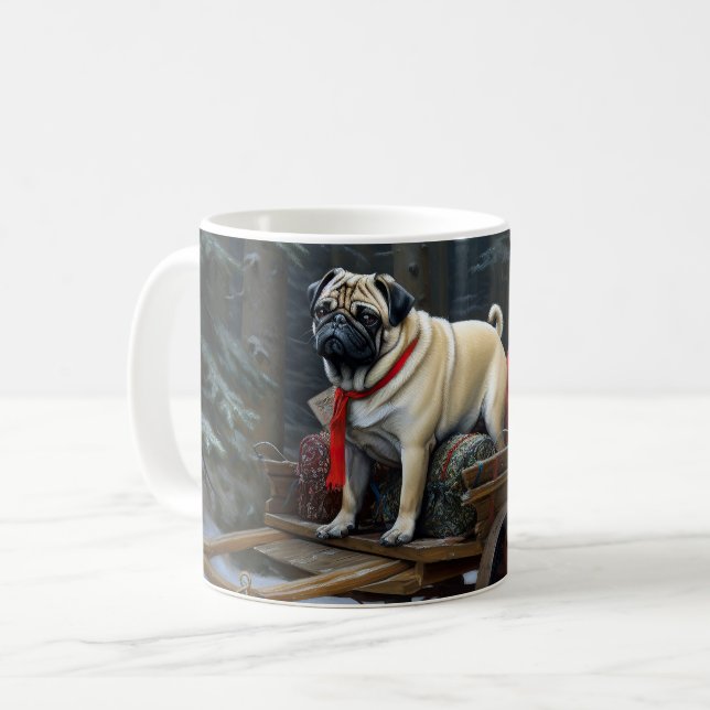 Taza De Café Temporada festiva de los Navidades Pug (Anverso izquierdo)