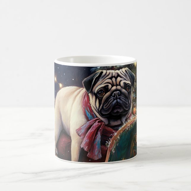 Taza De Café Temporada festiva de los Navidades Pug (Centro)