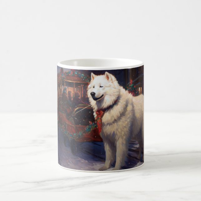 Taza De Café Temporada festiva de los Navidades Samoyed (Centro)
