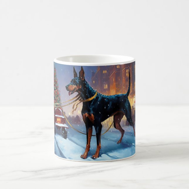Taza De Café Temporada festiva de Navidades Doberman (Centro)