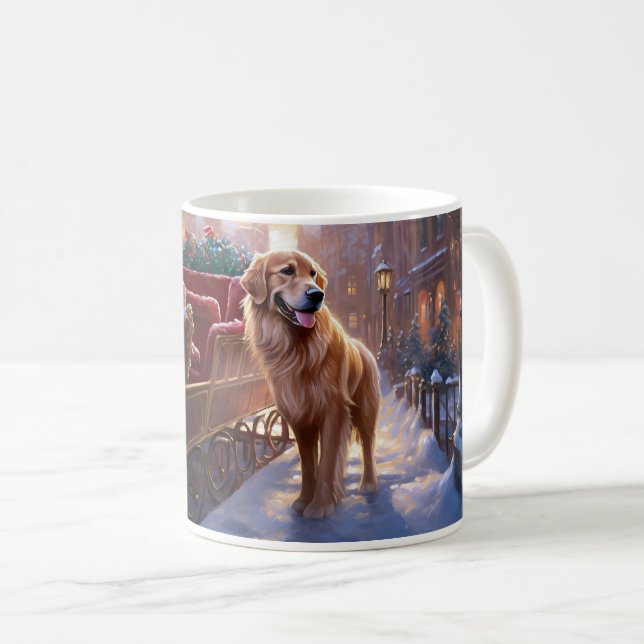 Taza De Café Temporada festiva de Navidades Golden Retriever (Anverso derecho)
