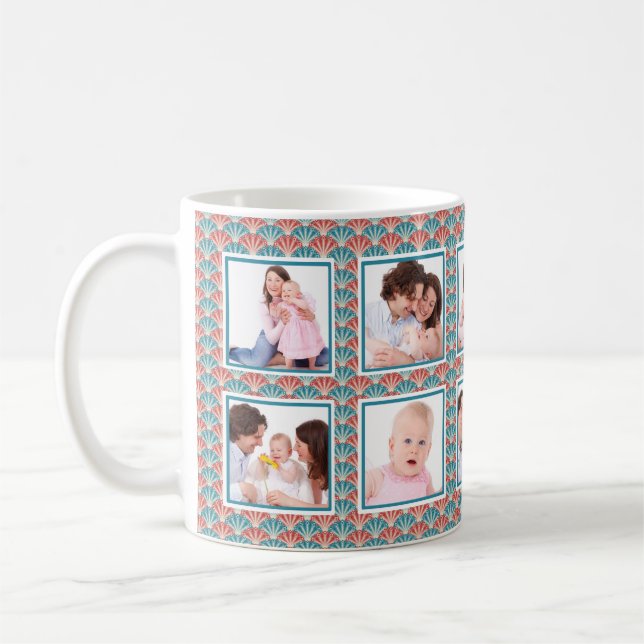 Taza De Café Ten Photo Collage with Decorative Fan Pattern (Izquierda)