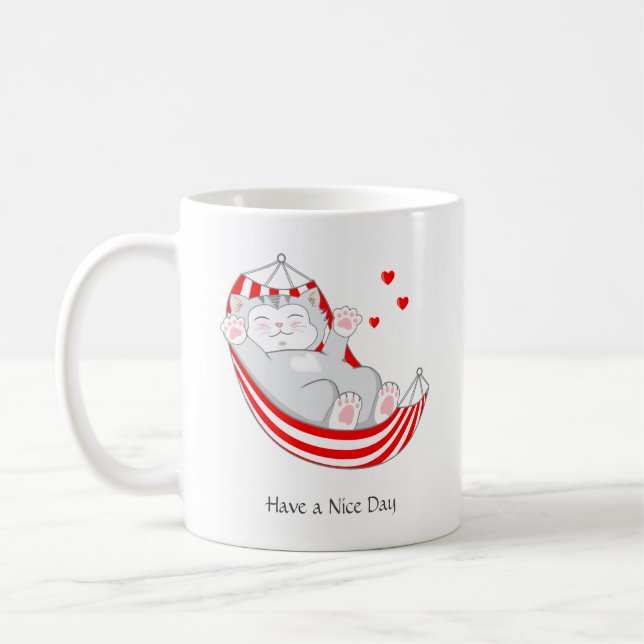 Taza De Café Ten un buen gato gatito lindo (Izquierda)