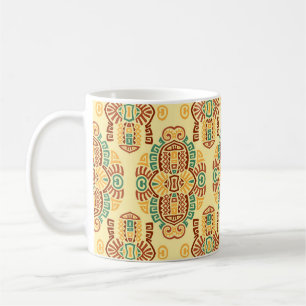 Taza De Café Tendencia de cosecha étnica: mosaico sin foco bohe