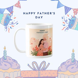 Taza De Café Tendencia padre vintage y hija abraza padre