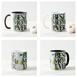 Taza De Café Tendencias Mejor Mamá Nunca Blanco Floral Moderno