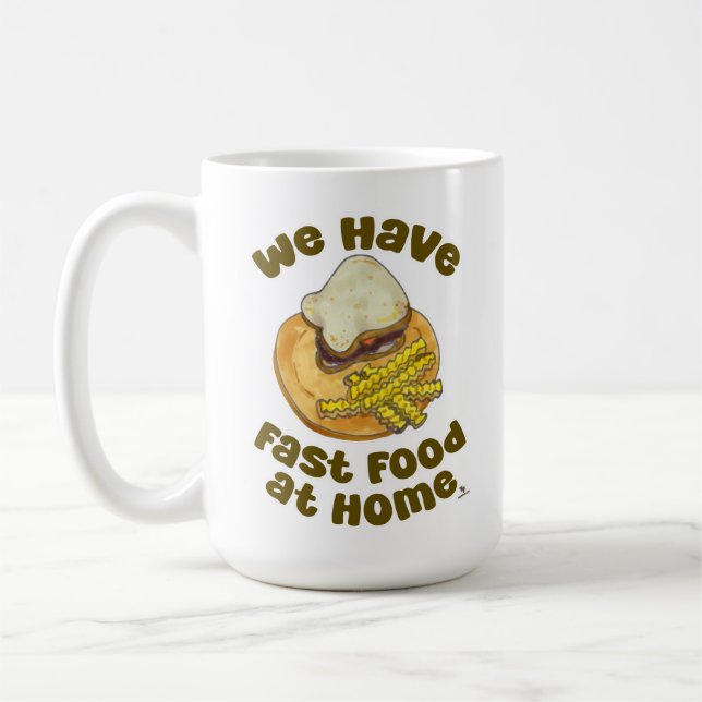 Taza De Café Tenemos Comida Rápida En Casa Lema Gracioso (Izquierda)