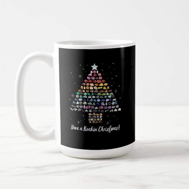 Taza De Café Tener un Rockin Navidad Crystal Gem Tree Rockhound (Izquierda)